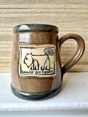 Deneen Pottery Bouvier des Flandres Dog Mug Handmade USA Brown Hard to Find